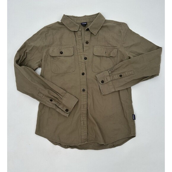Patagonia Fishing Shirt womens S  Green Long Sleeve Button Up Outdoor Slick Calm - Picture 6 of 12
